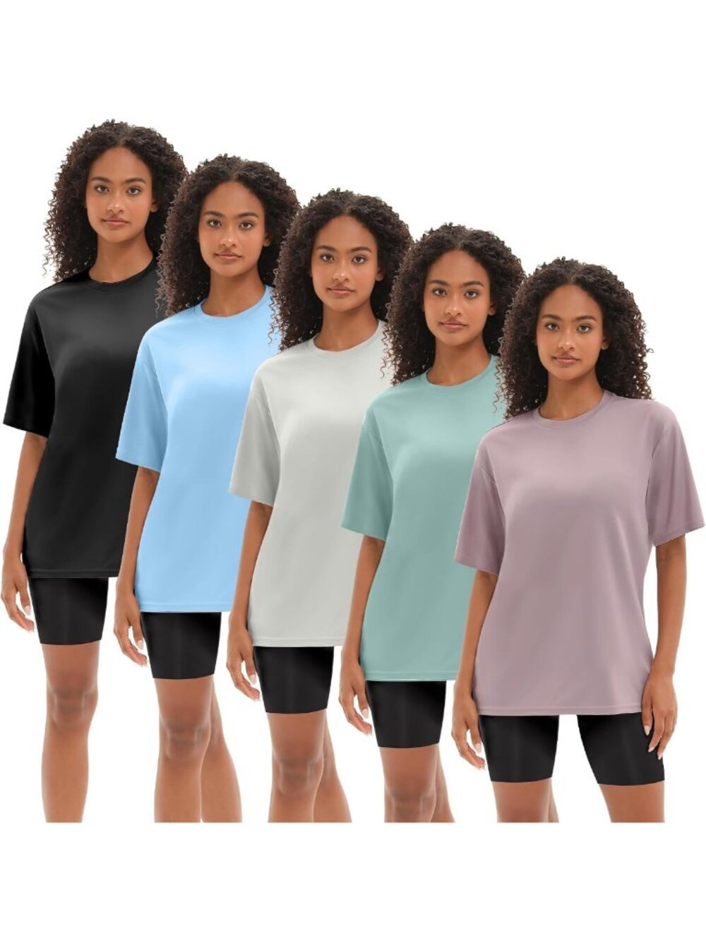 Oversized Workout T-Shirts for Women - 1/5 Pack Dry Fit Activewear Tops